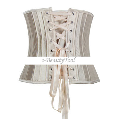 Corset คอร์เซ็ท ครึ่งตัว steel bone 26 แท่ง เกรดพรีเมี่ยม สีเนื้อทอง