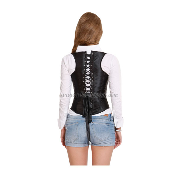 คอร์เซ็ต เว้าใต้อก เก็บเอว กระชับพุง เก็บเนื้อปีกหลัง และปีกข้าง ผ้าซาติน - สีดำ