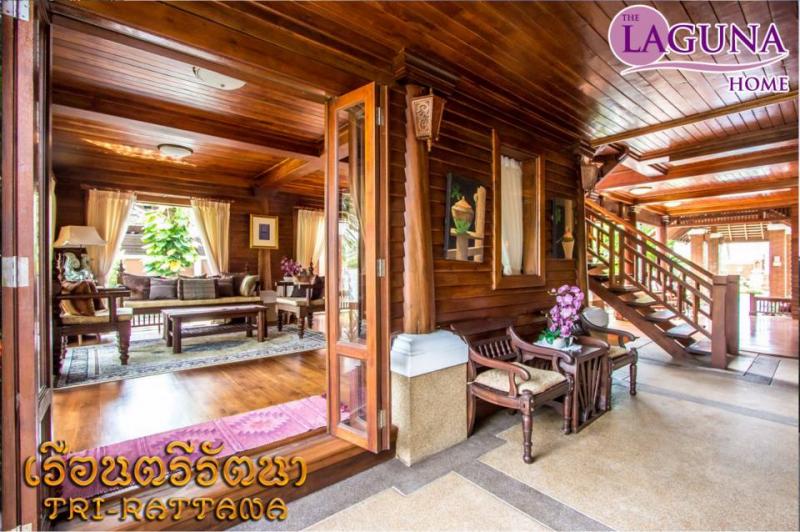 บ้านไม้เรือนไทย ไม้สักทองทั้งหลัง  "เรือนตรีรัตนา"  เลขแปลง 606  แต่งเฟอร์นิเจอร์ น้ำตกส่วนตัวและศาลาพักผ่อน