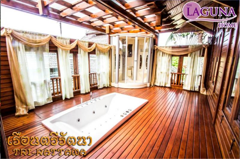 บ้านไม้เรือนไทย ไม้สักทองทั้งหลัง  "เรือนตรีรัตนา"  เลขแปลง 606  แต่งเฟอร์นิเจอร์ น้ำตกส่วนตัวและศาลาพักผ่อน