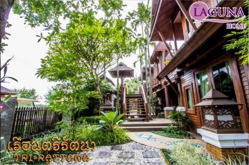 บ้านไม้เรือนไทย ไม้สักทองทั้งหลัง  "เรือนตรีรัตนา"  เลขแปลง 606  แต่งเฟอร์นิเจอร์ น้ำตกส่วนตัวและศาลาพักผ่อน