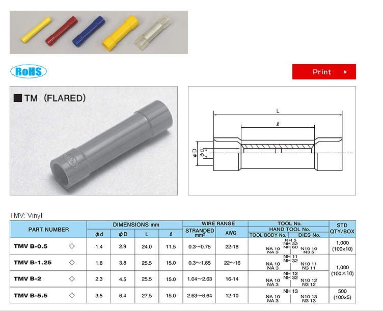 INSULATED BUTT CONNECTORS (B TYPE/P   TYPE)
