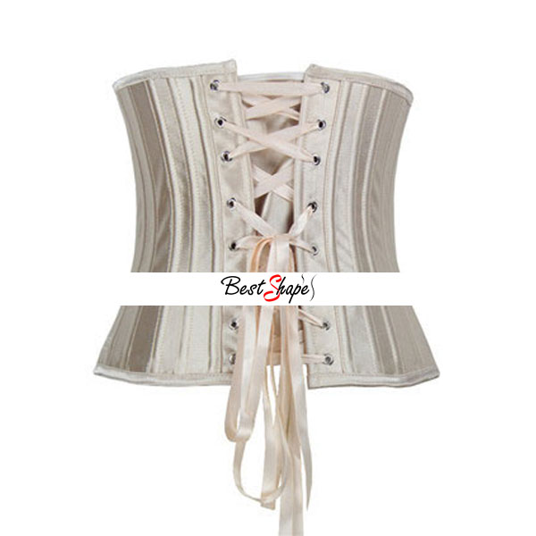 Corset คอร์เซ็ท ครึ่งตัว steel bone 26 แท่ง เกรดพรีเมี่ยม - สีเนื้อทอง