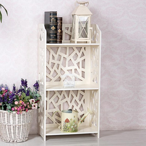 คุณลักษณะ- ฉลุไม้ลวดลายสวยงาม- วางของได้ 3 ชั้น- น้ำหนักเบา แต่แข็งแรงทนทาน