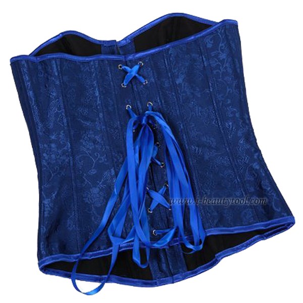 คอร์เซ็ท เกาะอก สีน้ำเงินเข้ม พิมพ์ลายดอก