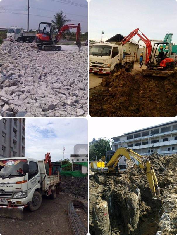 ให้เช่ารถแบคโฮ pc 30, ให้เช่ารถแบคโฮ pc 60, รับเคลียร์ริ่งพื้นที่ ขุดฟุตติ้ง วางบ่อบำบัด ถังแซท กดตอกเสาเข็ม รับจ้างขนขยะ เศษวัสดุก่อสร้าง บริการทั่วประเทศ