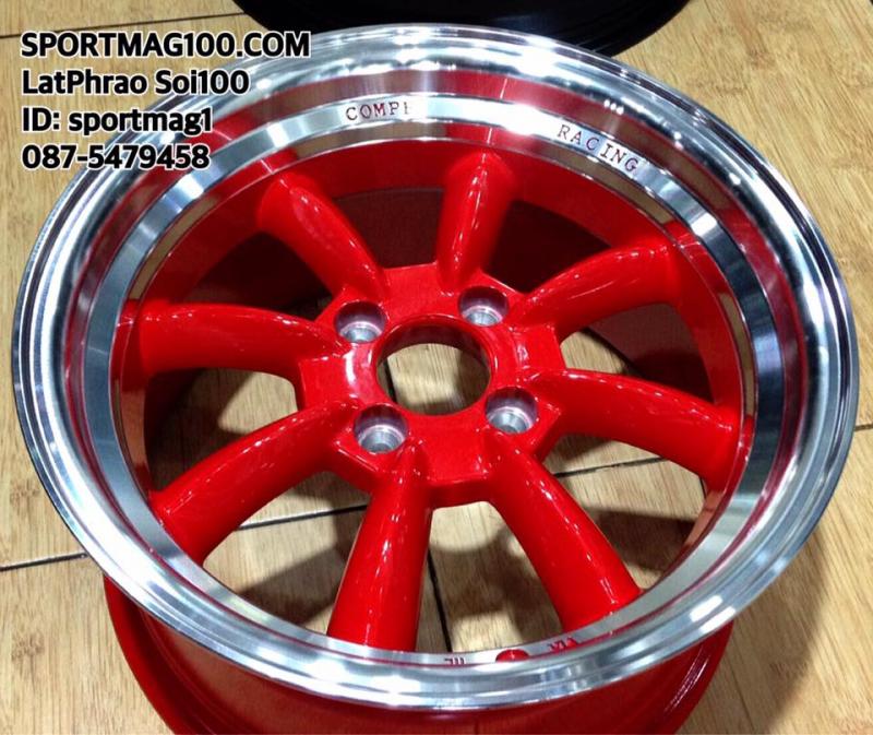 แม็กซ์ใหม่ #Watanabe #Compe สีแดงขอบเงา ขนาด 8-15นิ้ว 4รู100 ET20(8014)ลายกล้วยสุดคลาสสิค งดงามล้ำกาลเวลา ล้อหลัง วงละ 2,900