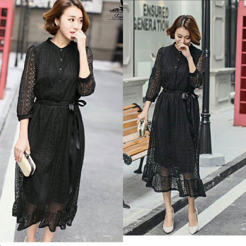 เดรสออกงาน เดรสดำคลุมเข่า  by DaDa Shop