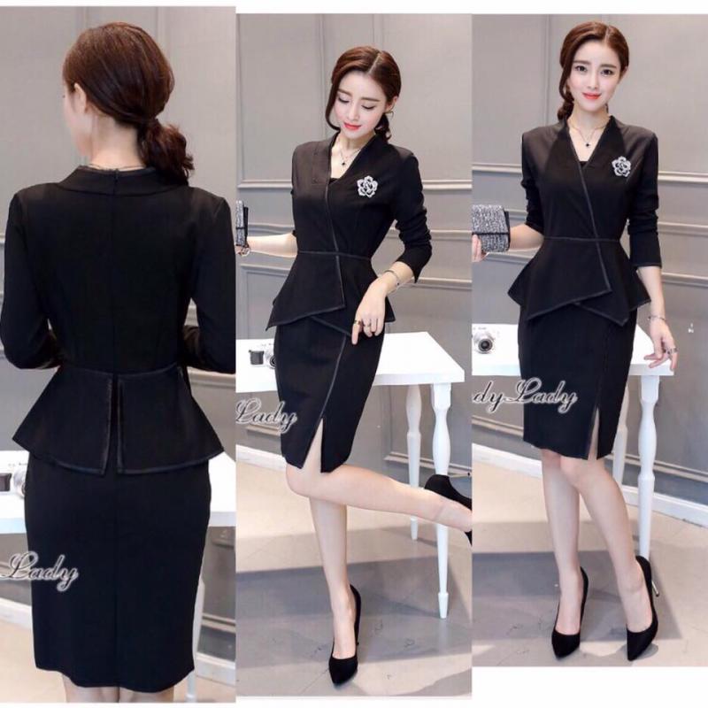 เดรสออกงาน เดรสดำคลุมเข่า  by DaDa Shop