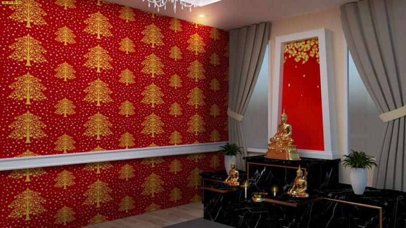 สั่งพิมพ์วอลเปเปอร์ลายดอกพุดตาน พระราม2 สมุทรสาคร