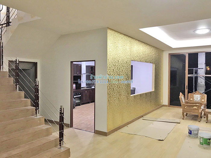 วอลเปเปอร์สั่งทำผ้าซาติน วอลเปเปอร์ลายลายเส้น หลักสี่ สายไหม