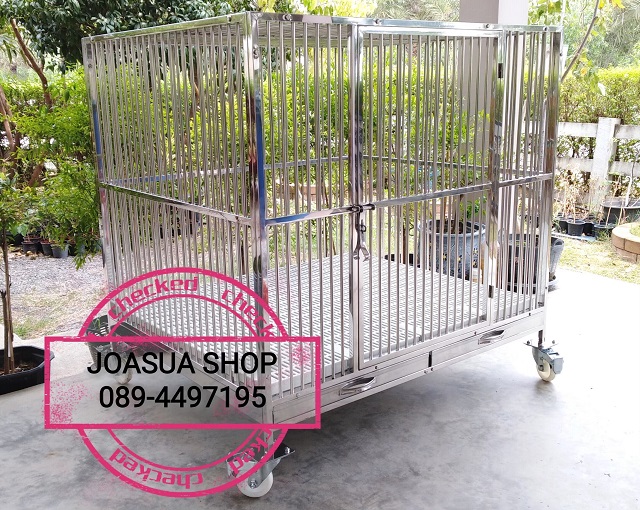 กรงลิงสแตนเลสขนาด 4 สแลทไม่มีมุ้งลวด