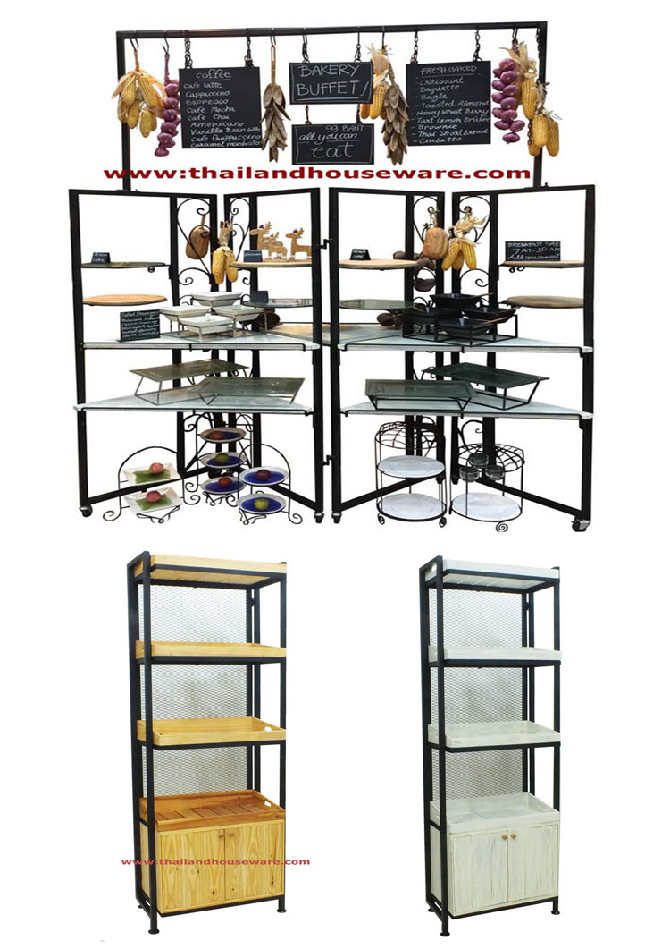ชั้นวางเบเกอร์รี่ลังไม้ สีวินเทจ ชั้นโชว์สินค้าเอนกประสงค์ วางเบเกอร์รี่ จัดวางขนม ชั้นวางขวดไวท์ โต๊ะโชว์สินค้าแบบถอดประกอบได้ สินค้าดี ผลิตโดยคนไทย คุณภาพส่งออก