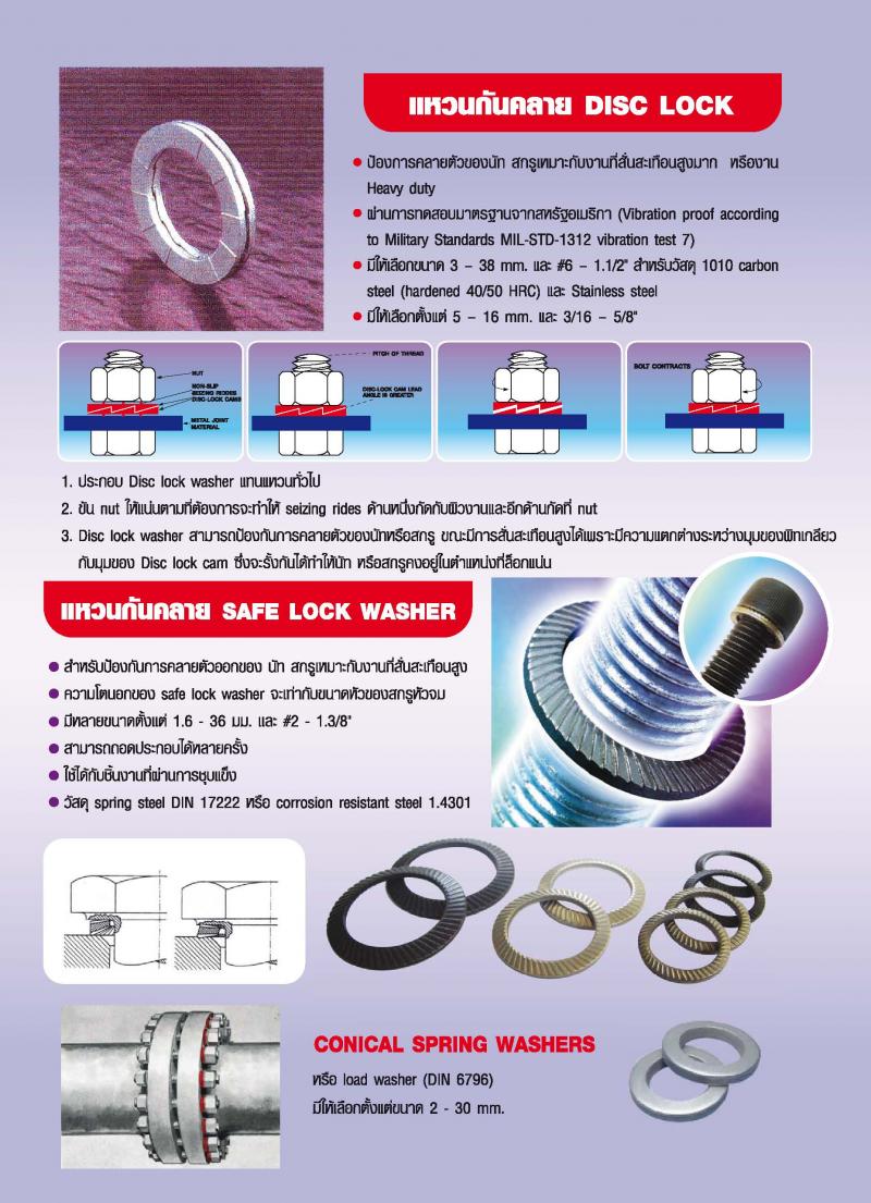 แหวนกะทะ, แหวนจักร, Wedge lock washer, linch PIN, Belleville washer, circlip ring, น๊อตล๊อก, แหวนพับ, Tab washer