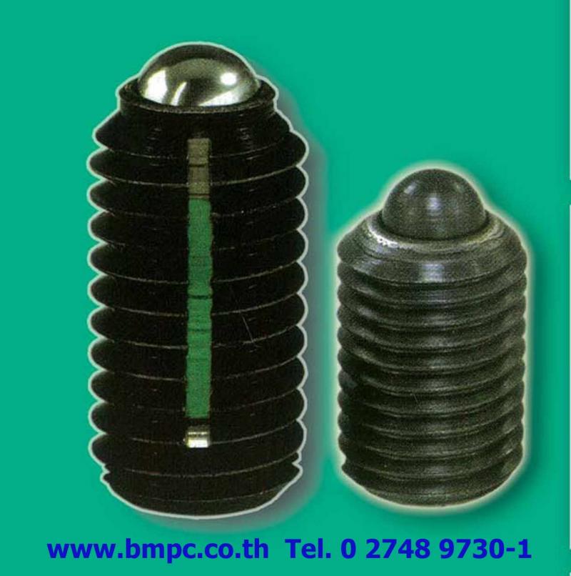 Plunger              Brand   : Kipp        Country of origin :   Germany                   Ball Plunger with slot : M3-M20   Spring Plunger with slot and thrust pin : M4-M20   Ball plunger with hexagon socket : M3-M24   Spring plunger with hexagon socket and thrust pin : M3-M24   Spring plunger with long-lok   Press-fit ball plunger 4-12 mm.   Spring plunger with hexagon socket head : M6-M12   Spring plunger smooth version : 2.5-10 mm.          ฝ่ายขายติดต่อ  เอก 0818219172 , อรุณลักษณ์  0819126715,               สุพัฒตรา   0818353359          สำนักงานโทร  027489730-1,  027489800, 027489819    Fax   027489852          www.bmpc.co.th,  sales@bmpc.co.th, bmpcthai@truemail.co.th     Line ID :  0818353359  Line ID :  0819126715 