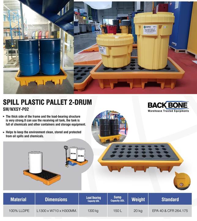 พาเลทวางถังสารเคมี ขนาด 2 ถังดรัม