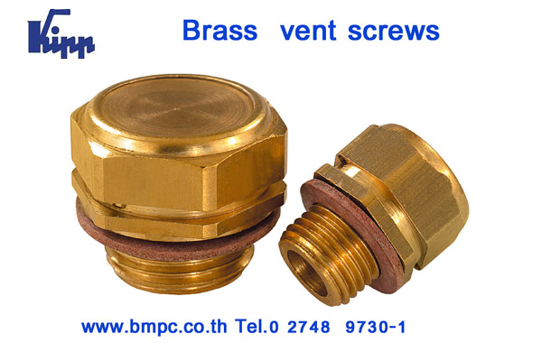 Brass vent screw     K0460     Housing and cap in brass;  air filter in galvanized steel wire fabric,  filter fineness 50 - 60 μm;  flat seal asbestos-free  Order no.             Size  K0460.20014        G 1/4   K0460.24038        G 3/8   K0460.30012        G ½     เอก  ฝ่ายขาย   phone : 081 8219172  id line : bmpcek    Tel : 02 748730,  Bangkok Thailand  www.bmpc.co.th, e-mail sales@bmpc.co.th       