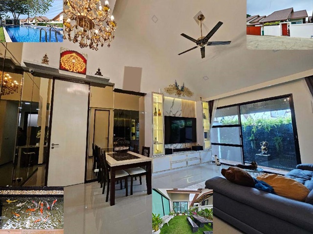 บ้านตกแต่งหรู สไตล์โมเดิร์น 39,999B-M ตลาดน้ำ4ภาค ชายหาดจอมเทียน 3 กม 53ตรว. 126ตรม. 2นอน 2น้ำ 3จอดรถ 3แอร์Floating markets 4 regions Jomtien Beach 3km. luxuriously decorated houses Modern style 39,999B-M 53sq.wa 126aq.m. 2bed 2bath 3parking 3A/C.ชายหาดจอมเทียน 3 กม.ซ.เขามะกอก12 ถ.เทศบาล1 อำเภอบางละมุง ชลบุรี 201502 ห้องนอน2 ห้องน้ำ1 ห้องรับแขก2 ห้องครัว  ( มีครัวไทยในบ้าน และ ครัวยุโรปนอกบ้าน )3 จอดรถ1 ทีวี Samsung 85   + ซาวด์บาร์1 ตู้เย็น1 ไมโครเวฟ- โซฟา เบ็ด (ปรับนอนได้)- เตา สำหรับปิ้