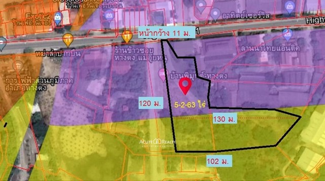 ขายที่ดินเปล่าติดถนนไฮเวย์ อ.หางดง เชียงใหม่ ขนาด 5-2-63 ไร่ ใกล้กาดฝรั่งวิลเลจ