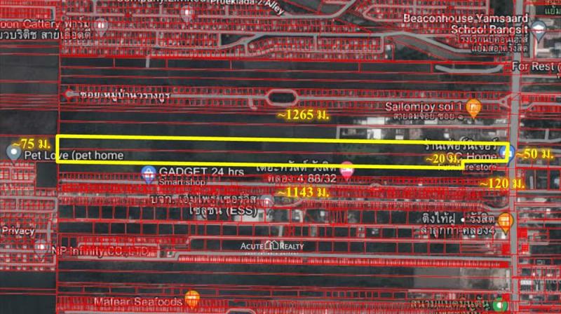 ขายที่ดิน ทั้งหมด 2 แปลง ถนนลำลูกกาคลอง 4 เนื้อที่รวม 56-2-94 ไร่