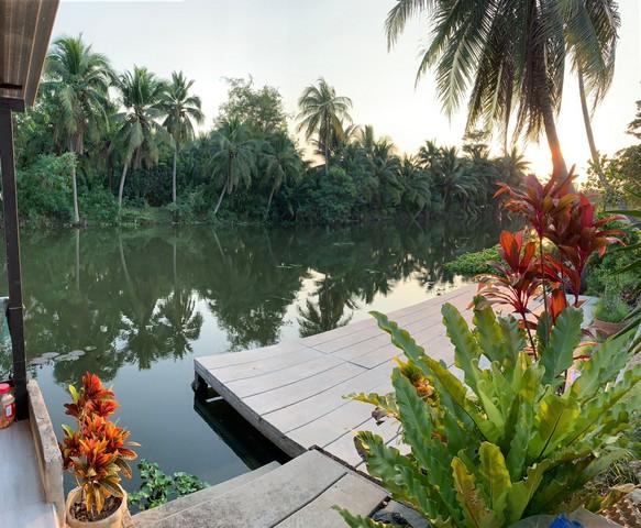 ขายบ้านเดี่ยว 1 ชั้น หน้าบ้านติดถนนเพชรเกษม  สามพราน มีท่าน้ำส่วนตัว