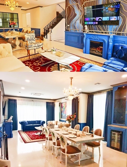 นานาชาติแอสคอต พระรามเก้า-กรุงเทพกรีฑาตัดใหม่ ขาย-เช่าคฤหาสน์หรูสไตล์ฝรั่งเศส แปลงมุม เฟอร์หรู 110ตรว. 320ตรม. 4นอน 5น้ำ 3จอดรถ นันทวัน