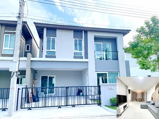 MEGA บางนา บ้านแฝด 2 ชั้น บางนา กม. 10 บางพลี กิ่งแก้ว มือหนึ่ง ไม่เคยมีผู้เช่า เฟอร์ครบ 36ตรว.145ตรม. 3นอน 3น้ำ 2จอดรถ 4แอร์ แกรนด์ พลีโน่