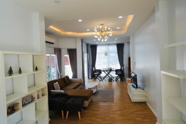 ให้เช่า 25,000 บาท/เดือน บ้านพิมุกต์ สันทราย บ้านเดี่ยวหลังใหญ่ 2 ชั้น รีโนเวทใหม่ มีความเป็นส่วนตัว ภายในกว้างขวาง ตกแต่งไว้อย่างสวยงาม