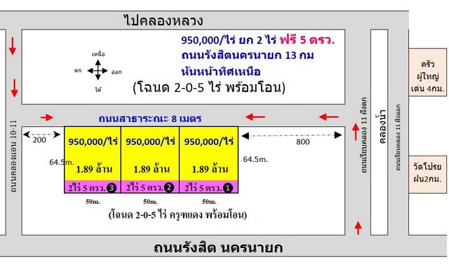 ที่ดินใกล้จุดเช็คอินคลอง11 หนองเสือ ปทุมธานี 2ไร่ฟรี 5 ตรว.
