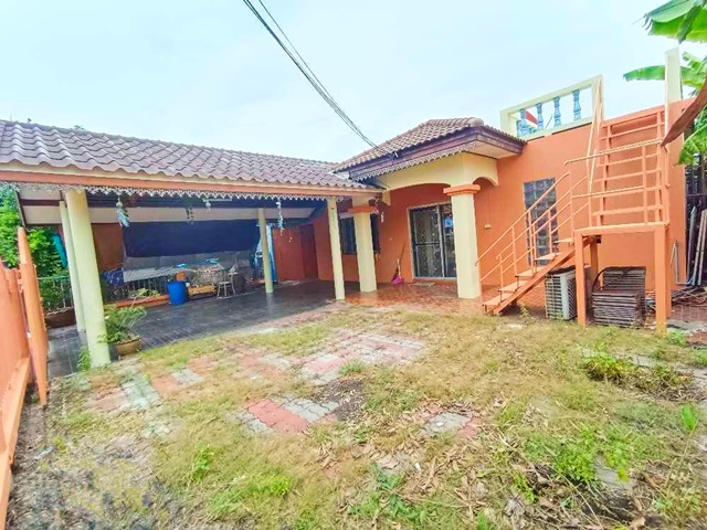 ถูกที่สุด บางวัว ดาดฟ้า  ให้เช่า-ขาย บ้านชั้นเดียวหลังมุมใหญ๋มาก สวนริมคลองร่มรื่นมาก 59ต.ร.ว  วัดบางเกลือ  บางปะกง