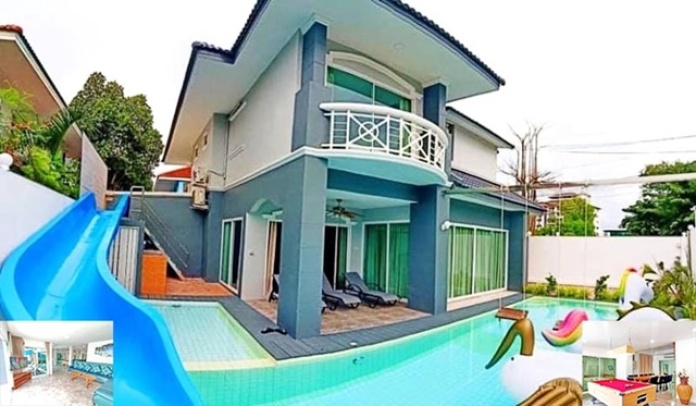  รักสัตว์ เฟอร์ครบ 83ตรว. ชัยพฤกษ์ หาดจอมเทียน ขาย-เช่าพูลวิลล่า 2 ชั้น 332ตรม. 7นอน 7น้ำ 3จอดรถ 7แอร์ ตลาดน้ำ 4 ภาค 