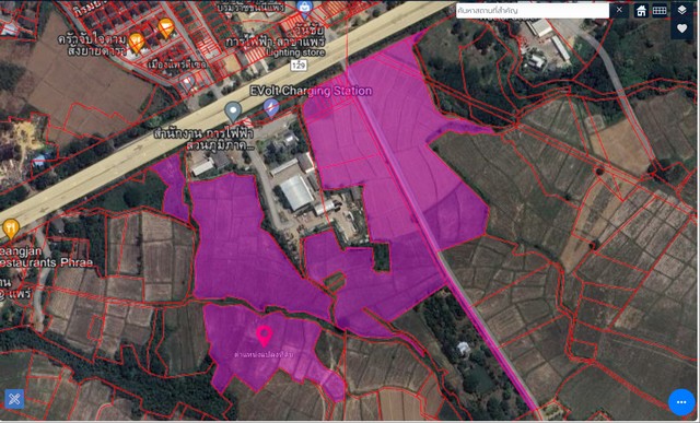 ขายที่ดินผืนใหญ่ ติดถนนหลัก AH13 เขตสีชมพู อำเภอเมืองแพร่ จังหวัดแพร่ เนื้อที่ 57 ไร่เศษ