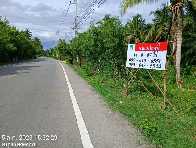 ขาย ที่ดิน อัมพวา สวนมะพร้าว แม่กลอง สมุทรสงคราม ขนาด 14-0-87 ไร่ ใกล้พระราม 2 เพียง 4 กม. ราคา 30,000,000 บ.