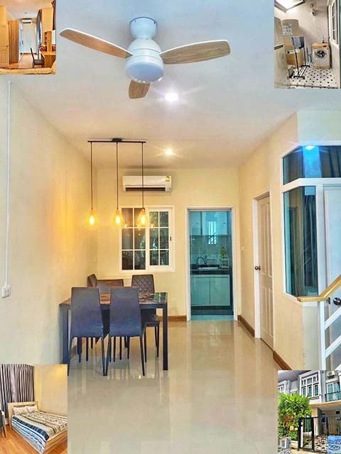 หิ้วกระเป๋าพร้อมอยู่ 16.ตรว. 3นอน เมกา บางนา โกลเด้นท์ทาวน์ ให้เช่าทาวน์เฮาส์ 2 ชั้น  2น้ำ 3แอร์ 1จอดรถ เฟอร์นิเจอร์ ครบครัน 