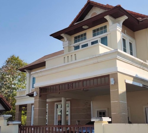 บ้านเดี่ยว2ชั้นพร้อมสระว่ายน้ำส่วนตัว3นอน3น้ำใกล้สนามกอล์ฟวินมิลย์เช่า100,000บาทถ.กิ่งแก้ว