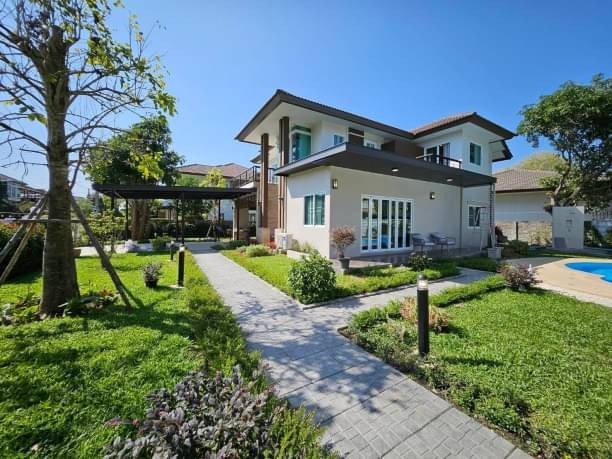 บ้านพูลวิลล่าสุดหรู 14 ล้าน 210 ตรว. 4 นอน 5 น้ำ บ้าน 2 ชั้น เฮ้าส์แอนด์วิว ต้นเปา สันกำแพง แปลงหัวมุม เฟอร์นิเจอร์ครบใหม่หมด