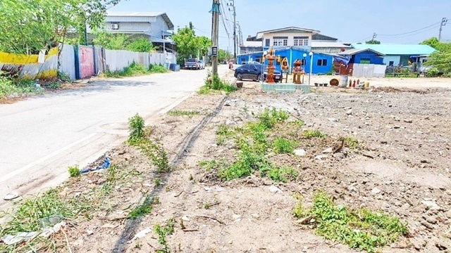 สุขุมวิท บางปู ขาย-เช่า ที่ดินถมแล้ว 1ไร่ 165ตรว. นวมินทราชินูทิศ สวนกุหลาบสมุทรปราการ ปากซอยถนน 6 เลน