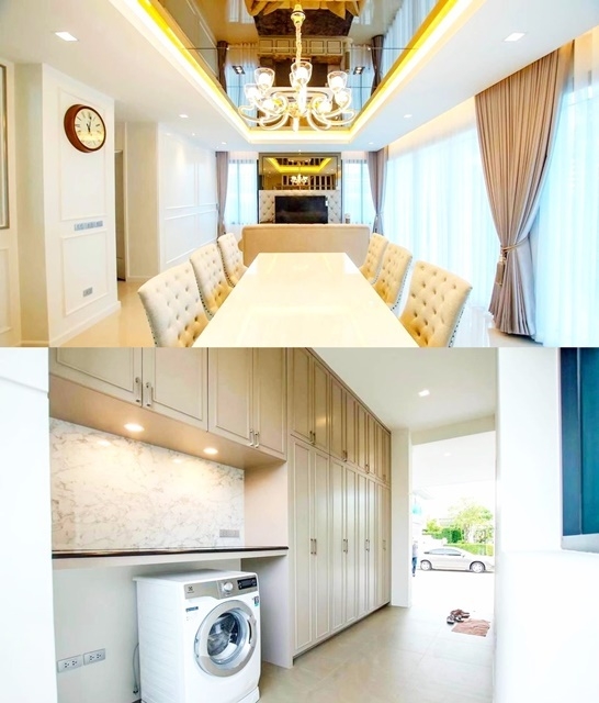 แม็คโคร สารสาสน์วิเทศบางบอน3 1.5 กม.ให้เช่าคฤหาสน์สุดหรู 2 ชั้น  กาญจนาภิเษก 126ตรว. 400ตรม. 4นอน 3น้ำ 4จอดรถ 6แอร์ เฟอร์ครบ พร้อมอยู่