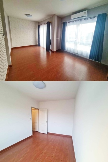 ตลาดบัวทอง ลำโพ ให้เช่าทาวน์โฮม 2 ชั้น ม่านทั้งหลัง 25ตรว. ดูโฮม 130ตรม.  2นอน 2น้ำ 2จอดรถ 2แอร์ โรงพยาบาลบางบัวทอง ติดถนน ศุภาลัย