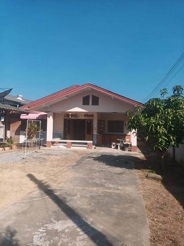 ขายบ้านเดี่ยว โซนสันป่าตอง หน้าบ้านหว้างจอดรถได้หลายคัน ด้านหน้าติดถนนหมู่บ้านคอนกรีต