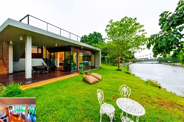 สวรรค์บนโลก วิวลำธารธรรมชาติ  ให้เช่าบ้าน 2 ชั้น บ้านโปร่ง พักผ่อน 150ตรว. 325ตรม. 2นอน 3น้ำ 2จอดรถ 3แอร์  อุทยานเขาใหญ่ 