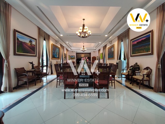 ขายบ้านเดี่ยวพระตำหนักกลางน้ำ กรุงเทพกรีฑา ร่มเกล้า พัฒนาชนบท 3 เนื้อที่ 3 ไร่ 1 งาน 48 ตรว พื้นที่ 800 ตรม สระ สวนป่า สนามบาส