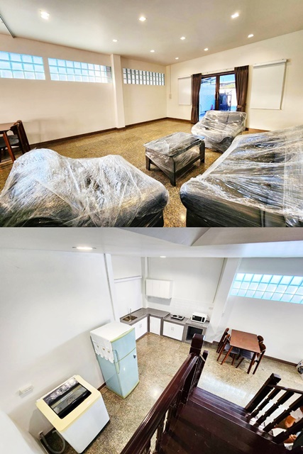 เฟอร์ครบ 40ตรว. MRT วงศ์สว่าง ให้เช่าโฮมออฟฟิศ 3 ชั้น 4นอน 3น้ำ 2จอดรถ 3แอร์ รีโนเวท 230ตรม. เดอะมอลล์ งามวงศ์วาน ติดถนน