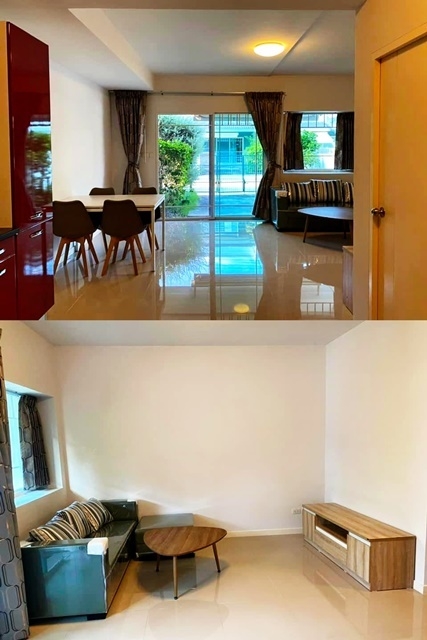 เฟอร์บางส่วน พร้อมอยู่ เมกา อิเกีย ให้เช่าทาวน์เฮาส์ 2 ชั้น 28ตรว. 200ตรม. 2นอน 3น้ำ 1จอด ติดถนน เดินทางสะดวก