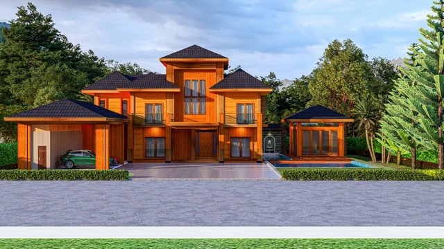 ขายบ้านหรู คฤหาสน์ 2 ชั้น 212 ตารางวา ซอยรามคำแหง 118 พร้อมเรือนรับรอง และสระว่ายน้ำส่วนตัว