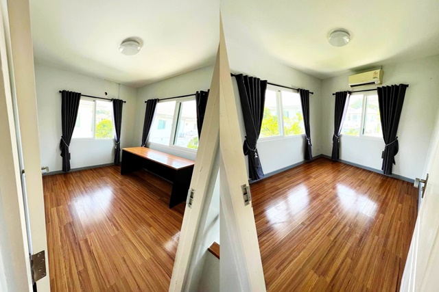 บางนาตราด กม.26 ใหญ่มาก รร. นวมินทราชินูทิศ บางบ่อ ให้เช่าบ้านเดี่ยว 2 ชั้น 50ตรว. 140ตรม. โรงพยาบาลบางเสาธง 3นอน 2น้ำ 2จอดรถ 1แอร์