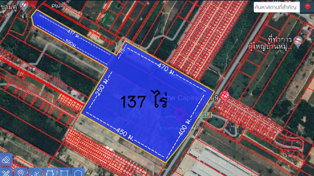 ที่ผังม่วงลายใกล้ถนนเส้น 36 เขตนิคมพัฒนา 137 ไร่ จ.ระยอง