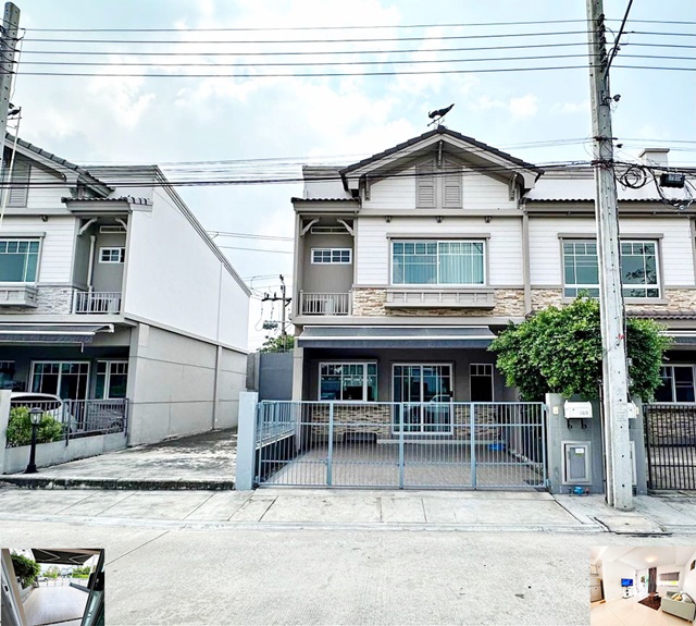 หลังมุม 21ตรว. 125ตรม.บางนา กม.7 ให้เช่าทาวน์โฮม 2 ชั้น  ทิศเหนือ 3นอน 2น้ำ 2จอดรถ 3แอร์ ไทวัสดุ สาขาบางนา เดินทางสะดวก