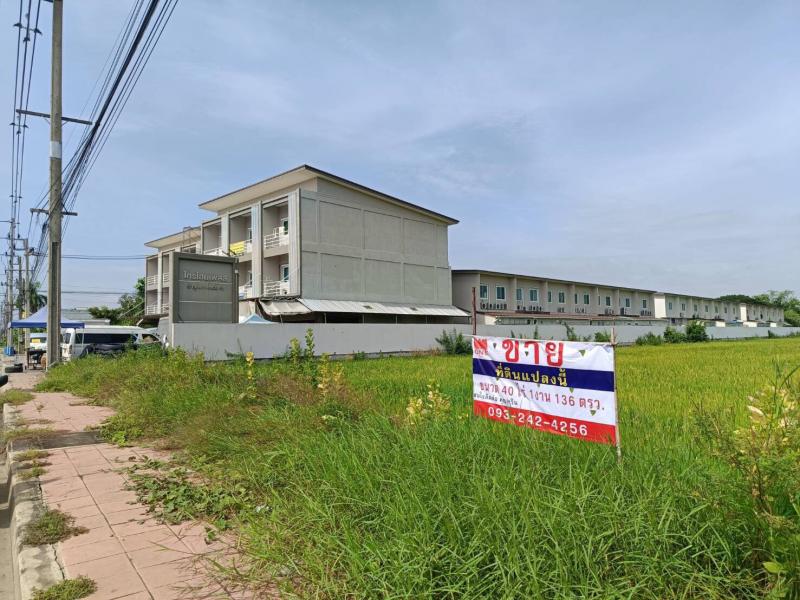 ขายที่ดิน ติดนถนนใหญ่ 40 ไร่ 1 งาน คลอง 12 ปทุมธานี ที่ดินแบ่งเป็น 2 แปลง แปลงละ 20 ไร่ ติดหมู่บ้านจัดสรร ลำลูกกา ปทุมธานี