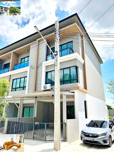 เกษตรนวมินทร์ MRT ลาดปลาเค้า 2 กม. ให้เช่าโฮมออฟฟิต 3 ชั้น หลังมุมสวน สภาพใหม่ 24ตรว. 210ตรม. เฟอร์พร้อมอยู่  4นอน 3น้ำ 2จอดรถ 5แอร์ 